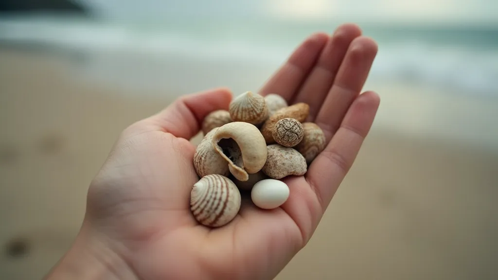 Collector holding vintage shells