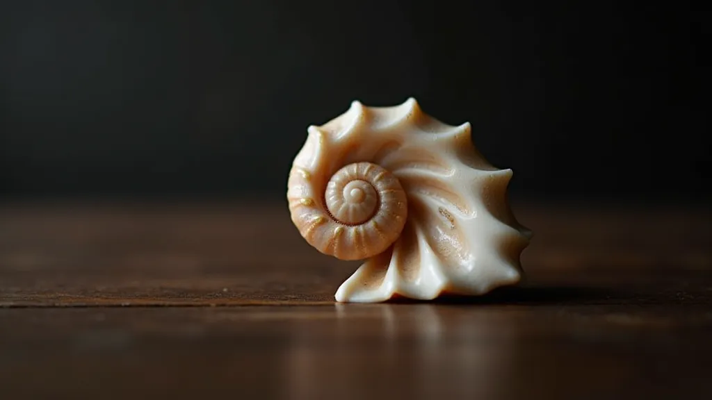 Vintage conch shell in detail.