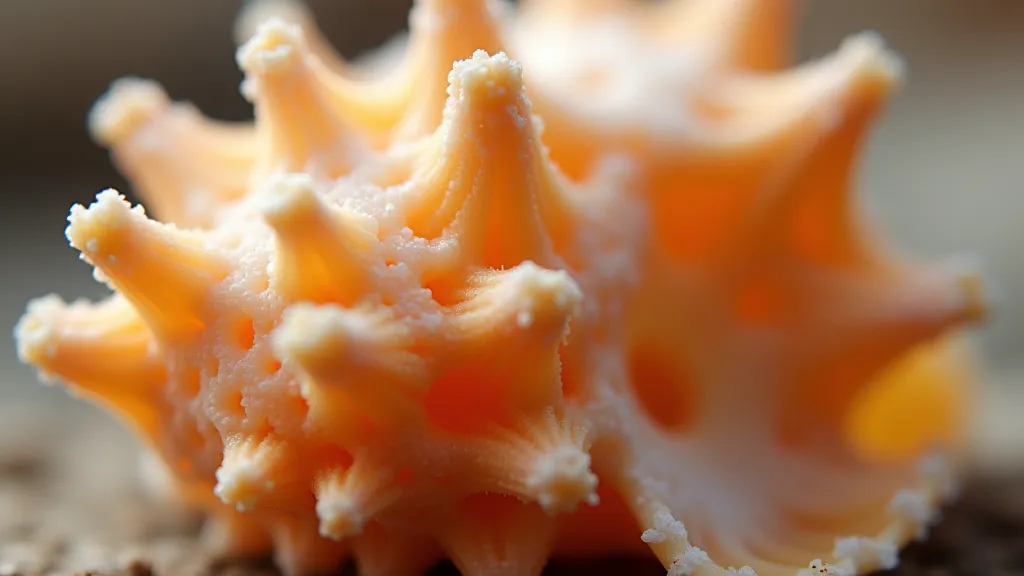 Close-up of an orange and white murex shell