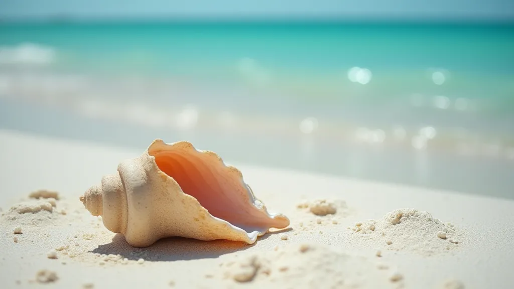 Vintage scallop shell on a beach