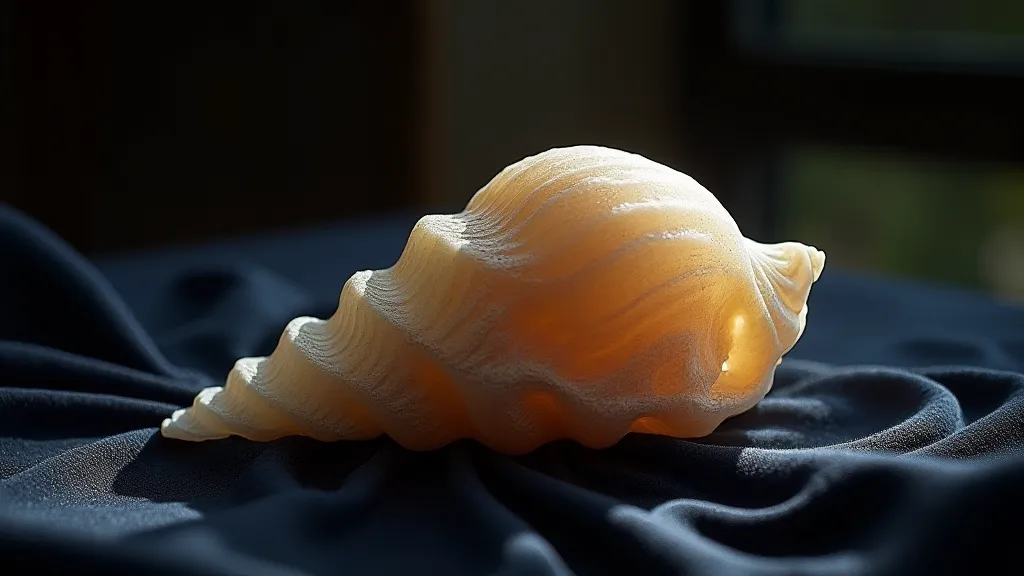 Vintage scallop shell lit with diffused light.
